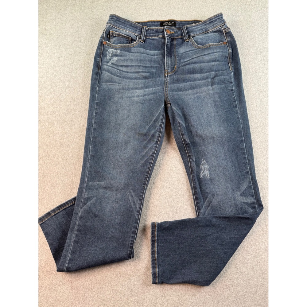 Judy Blue Relaxed Fit Distressed Straight Leg Jeans Medium Wash 11/30 JB82251DK